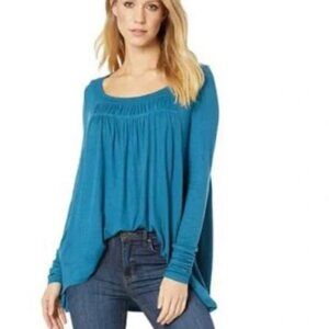 Free People We The Free Love Valley Tunic Long Sleeve Top Aquatic Blue Teal. Med